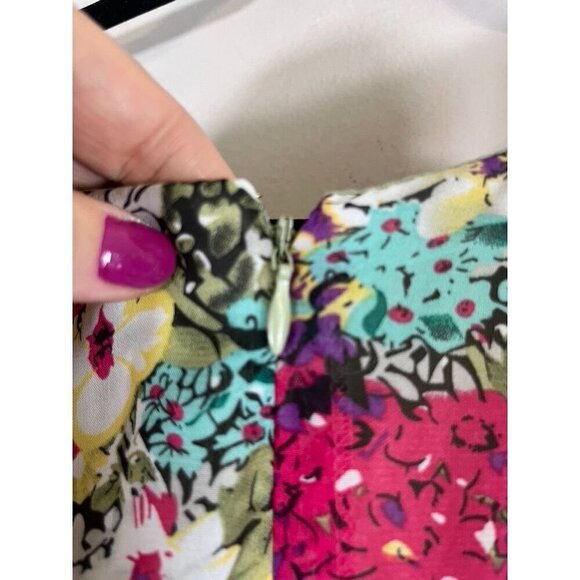 Madison Leigh Dress 16W Green Tank Midi Floral Shift Cottagecore Office Tropical - Picture 7 of 12